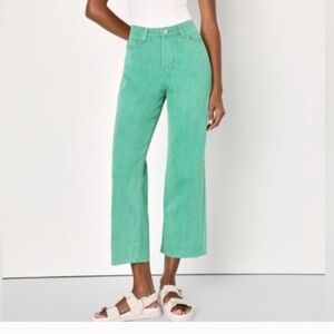 Blank NYC Green High-Waisted Straight Jeans